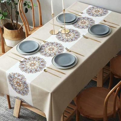 2-in-1 Table Cover & Runner Combo Waterproof, Oilproof, Wash-Free Rectangle Tablecloth Table Protector Home Decor