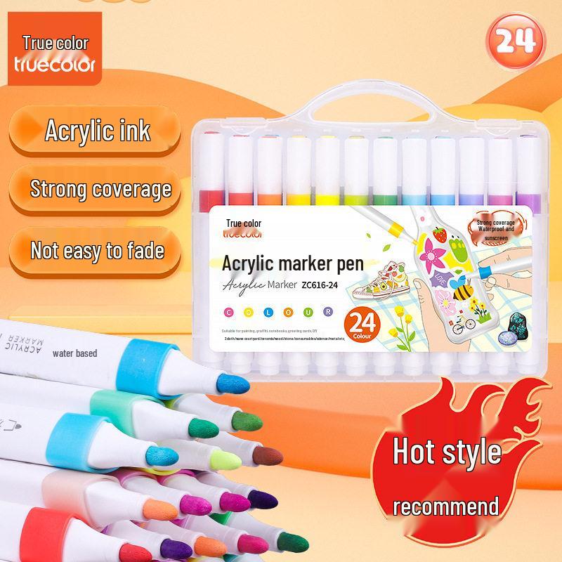 True Color 60-Color Acrylic Marker Set for Kids - Non-Toxic, Waterproof, Large Capacity for DIY Art and Graffiti