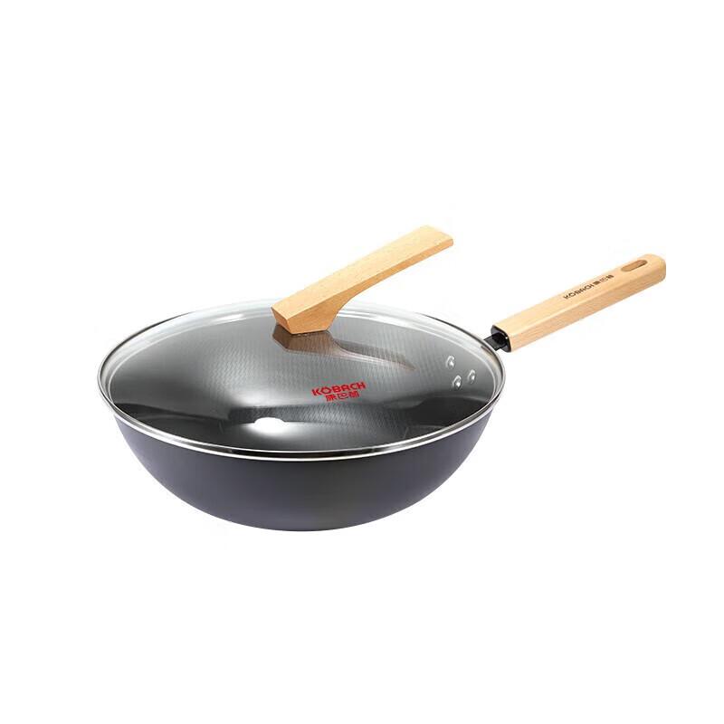 Kombach Premium 32cm Cast Iron Wok with Lid