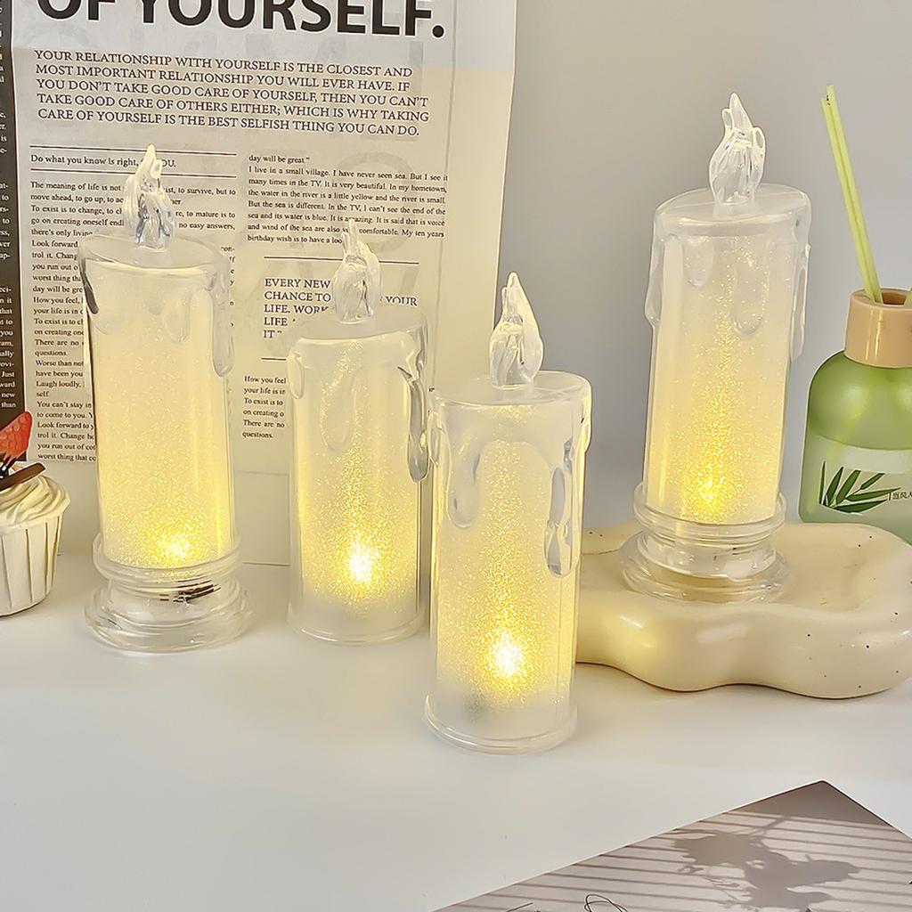 LED Flameless Candles, LED Transparent Pillar Candles For Holiday Decoration