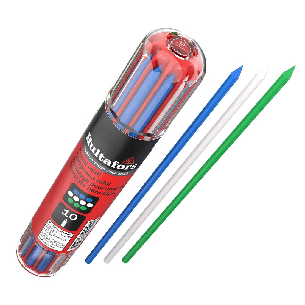 Hultafors Dry Marker Architectural Mechanical Pencil Round Core Refills, Refills, 2.8mm [HRD] (BGW (Blue/Green/White))