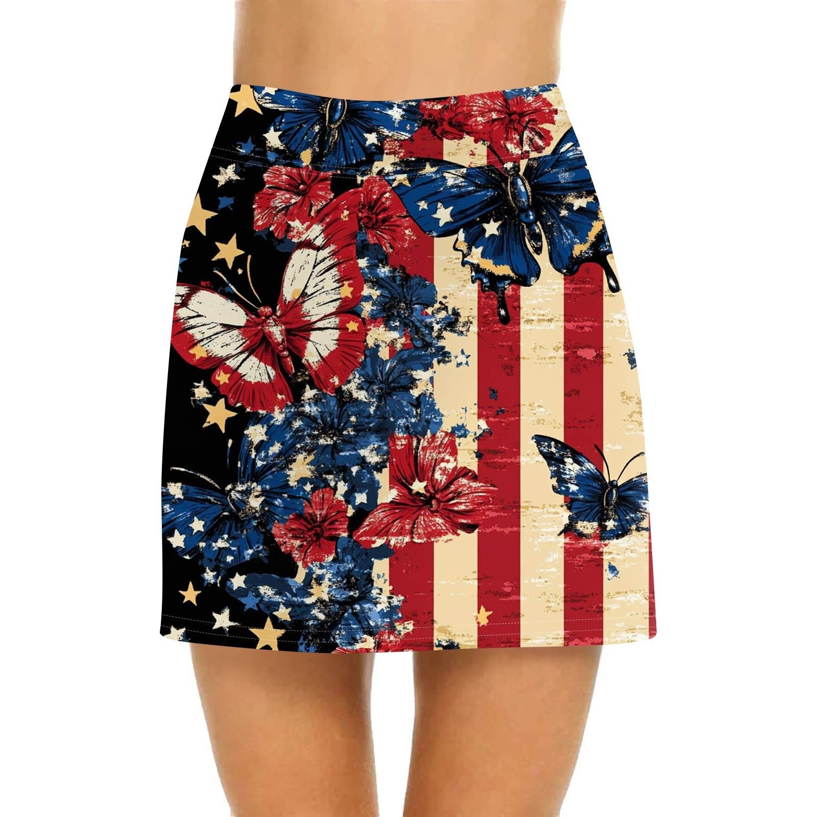 Women s Casual High Waist  Print Short Half Skirt Sports Skirt Pleated Skirt L чёрный