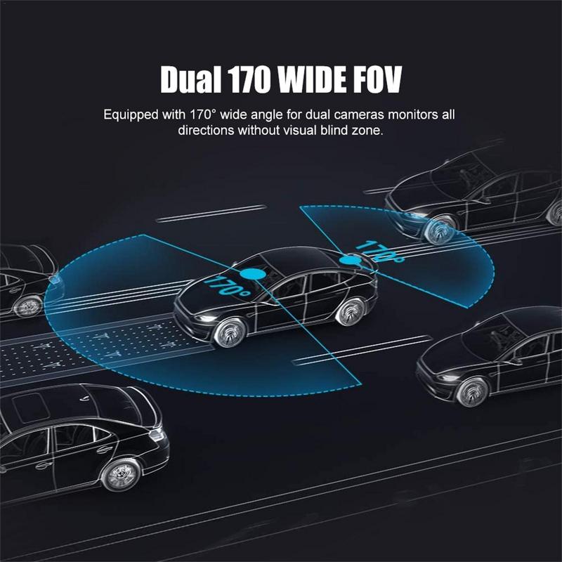 3-Kanal-Kamera 360 Dashcam Nachtsicht 2,4-Zoll-IPS-Bildschirm Parkmonitor 1080P Aufnahme 170 Weitwinkel