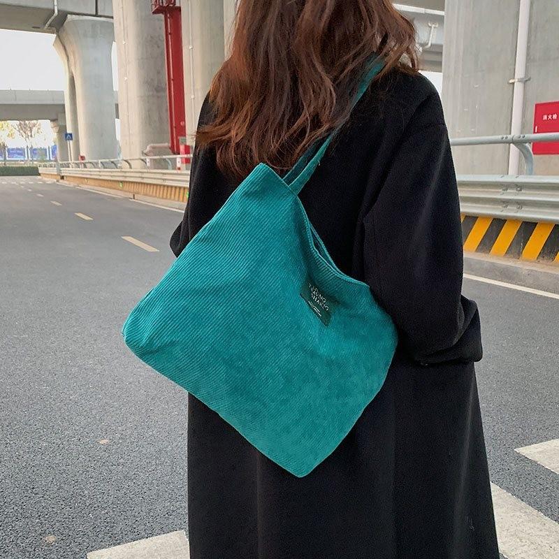 Stylish Corduroy Large Capacity Shoulder Bag For Women Perfect For School And Daily Use
