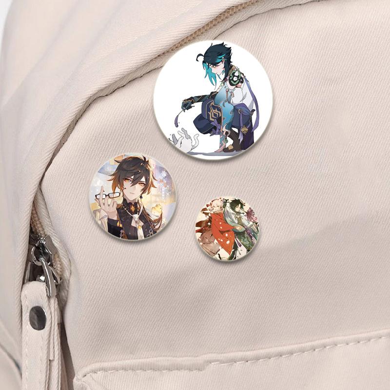 32/44/58 mm Genshin Impact-Abzeichen, Spiel Anime-Mädchen Hu Tao/Venti/Jean, Anstecknadel, 58 mm, runde Brosche für Rucksack, Kleidung, Zubehör, Schmuck, Geschenk