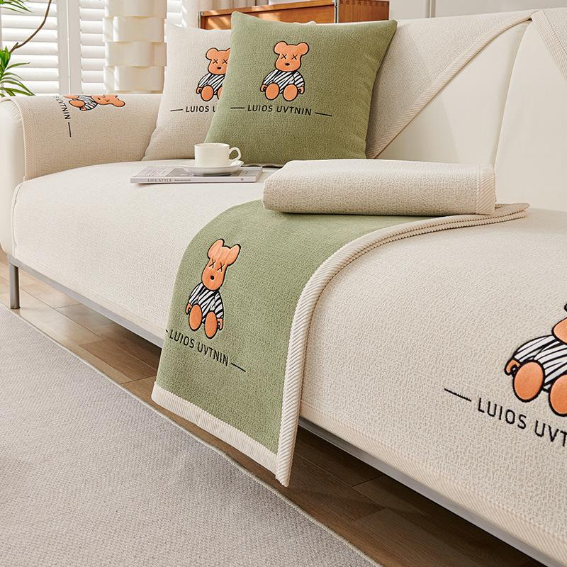 Sofa Cushion, Universal Fabric for Living Room, Chenille Embroidery, Nordic Simple Cushion, Sofa Cover, Cloth Towel