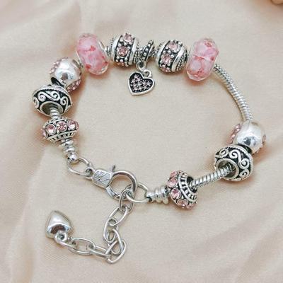 DIY Pink Glass Bead Bracelet with Large Hole Beads, Stylish and Versatile Jewelry