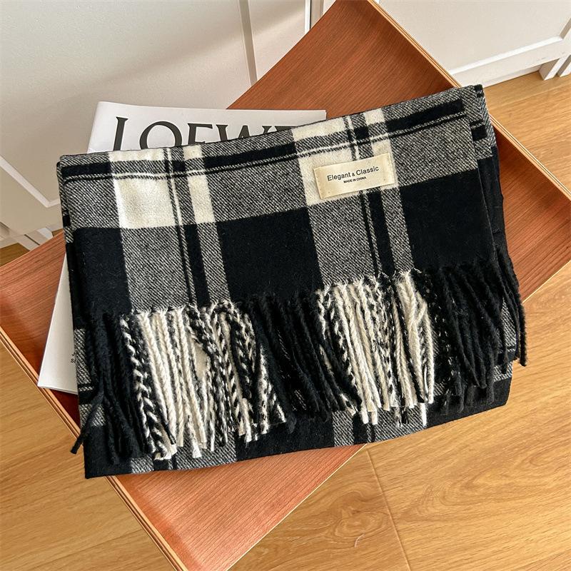 Осенне-зимний классический большой квадратный ретро-шарф из искусственного кашемира — фото 7