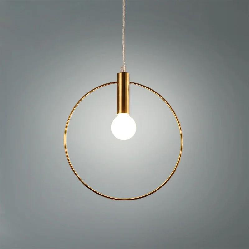 Modern Pendant Light For Lobby Dining Room single ring Arts Decoration lighting Antique Gold suspension Pendant Lamp E14 lights