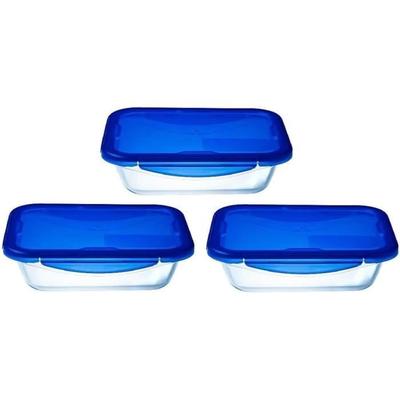 Set of 3 Lunch Boxes - - Cook & Go - Glass - Rectangular - Airtight Lid - 0.8 L