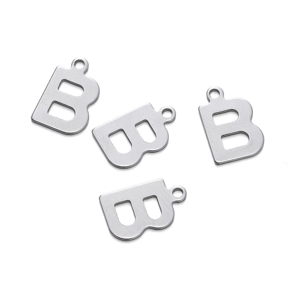 50 Stück Edelstahl 12mm Englische Buchstaben A-Z Anhänger für DIY Halsketten Schmuckherstellung Zubehör
