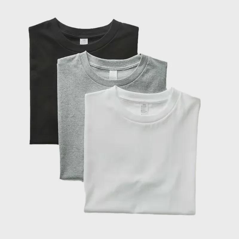 Unisex 200g Japanese Heavyweight Cotton Short-Sleeve T-Shirt - Solid White Blank for Men & Women, Trendy Brand