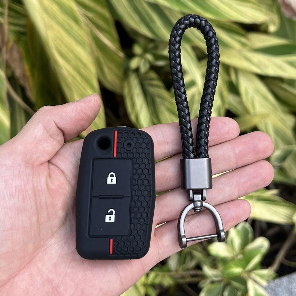 Silicone Car Fob Key Case Protector Keychain for Mitsubishi Lancer 10 Outlander 3 Pajero Sport 2buttons Folding Remote Cover Set