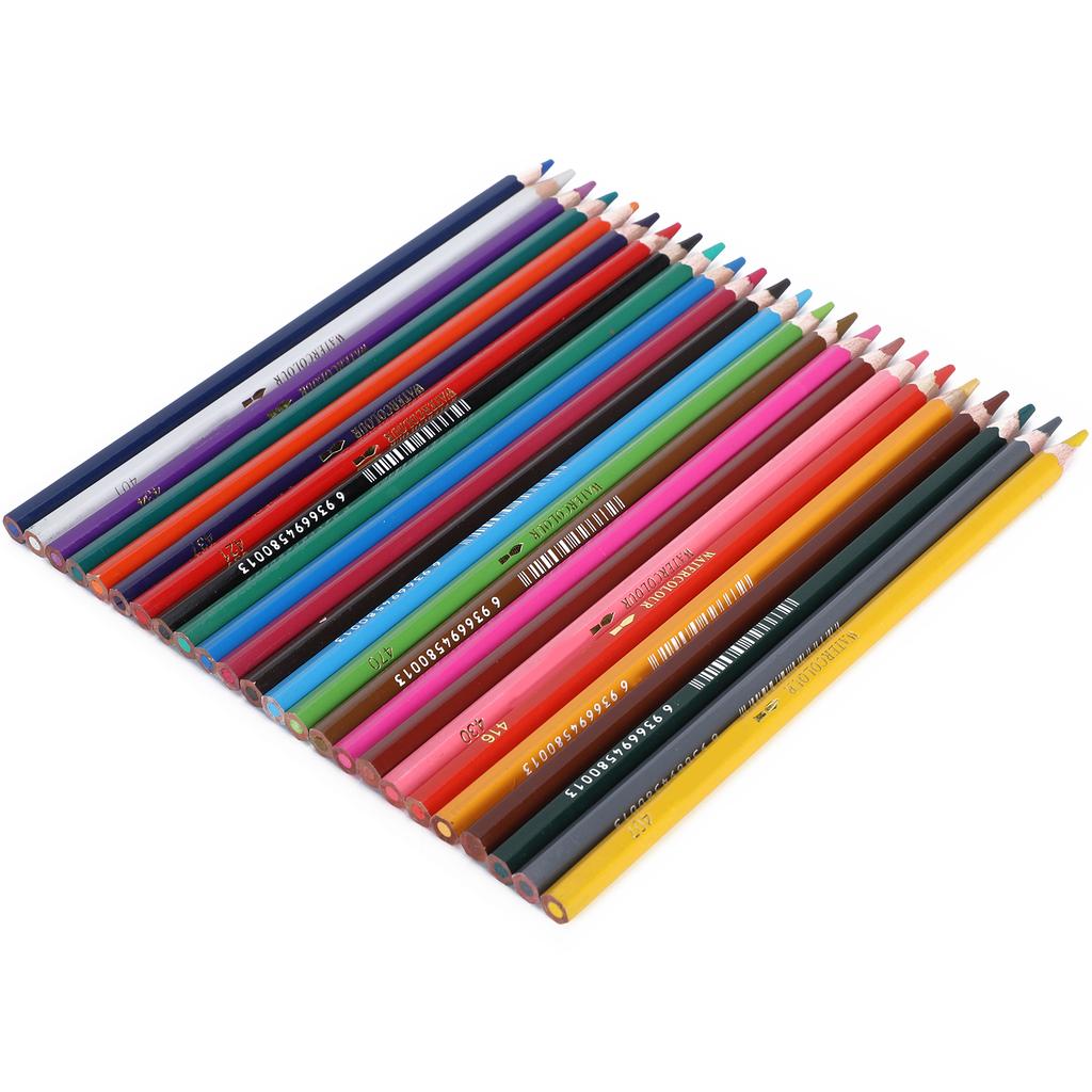 24Pcs Colored Pencil WaterSoluble Multicolor Iron Bucket Packed Children s Painting Tools