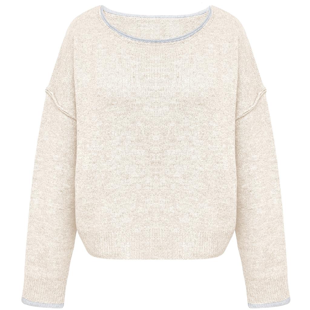 Women's Round Neck Colorblock Knitted Loose Versatile Pullover Sweater