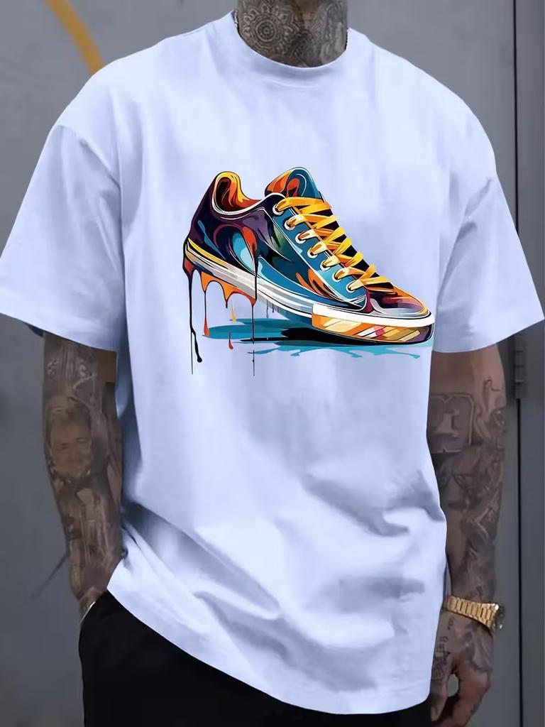 Colorful Dripping Sneaker Graffiti Graphic Tshirt Street Art Cool Shoe Print Short Sleeve Tee For Unisex