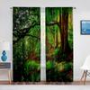 2panels Woodland Forest Foliage Sunbeams Nature View Curtains for Living Room Bedroom Kitchen Decor Sheer Curtains Window Drape