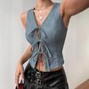 Top ajustado con cordones de verano para mujer