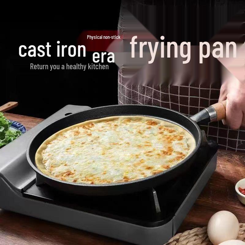 Aozizi Non-Stick Cast Iron Pancake Pan - Thickened Flat-Bottom Household Frying Plate