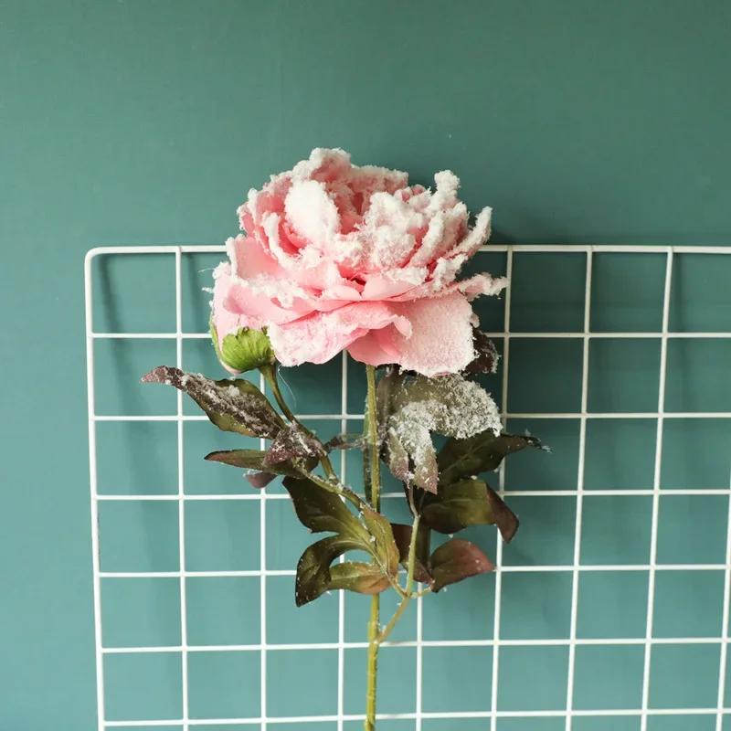 1Pc Home Decoration Wedding Fake Flower Christmas Snow Peony Simulation Flower