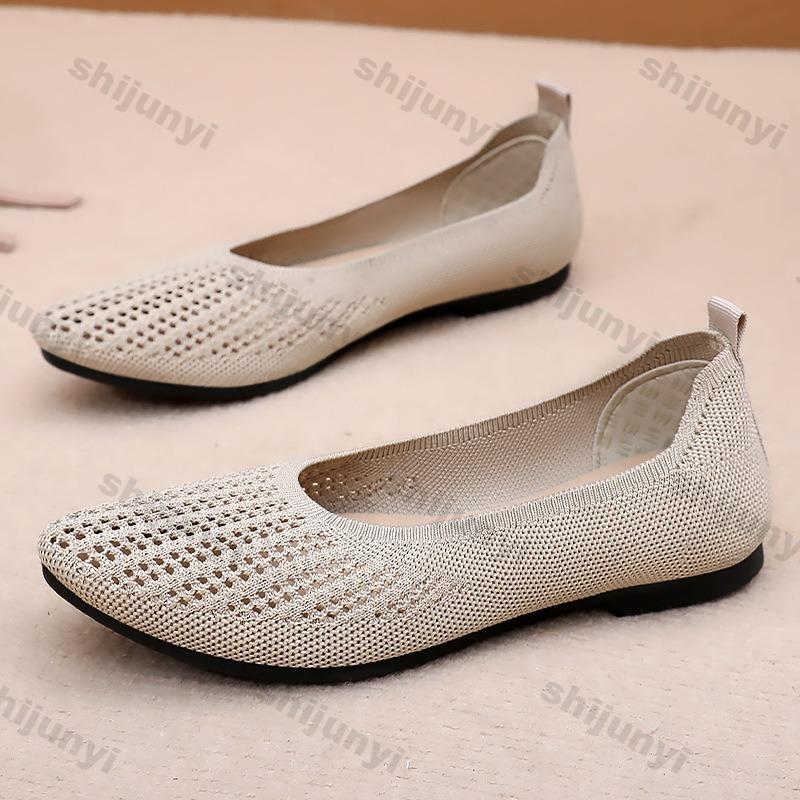 Fashion Women's Shallow Fly Weave Shoes 2025 Fashion Breathable Mesh Flat Shoes Comfortable Lightweight Pointed Toe Casual Shoes