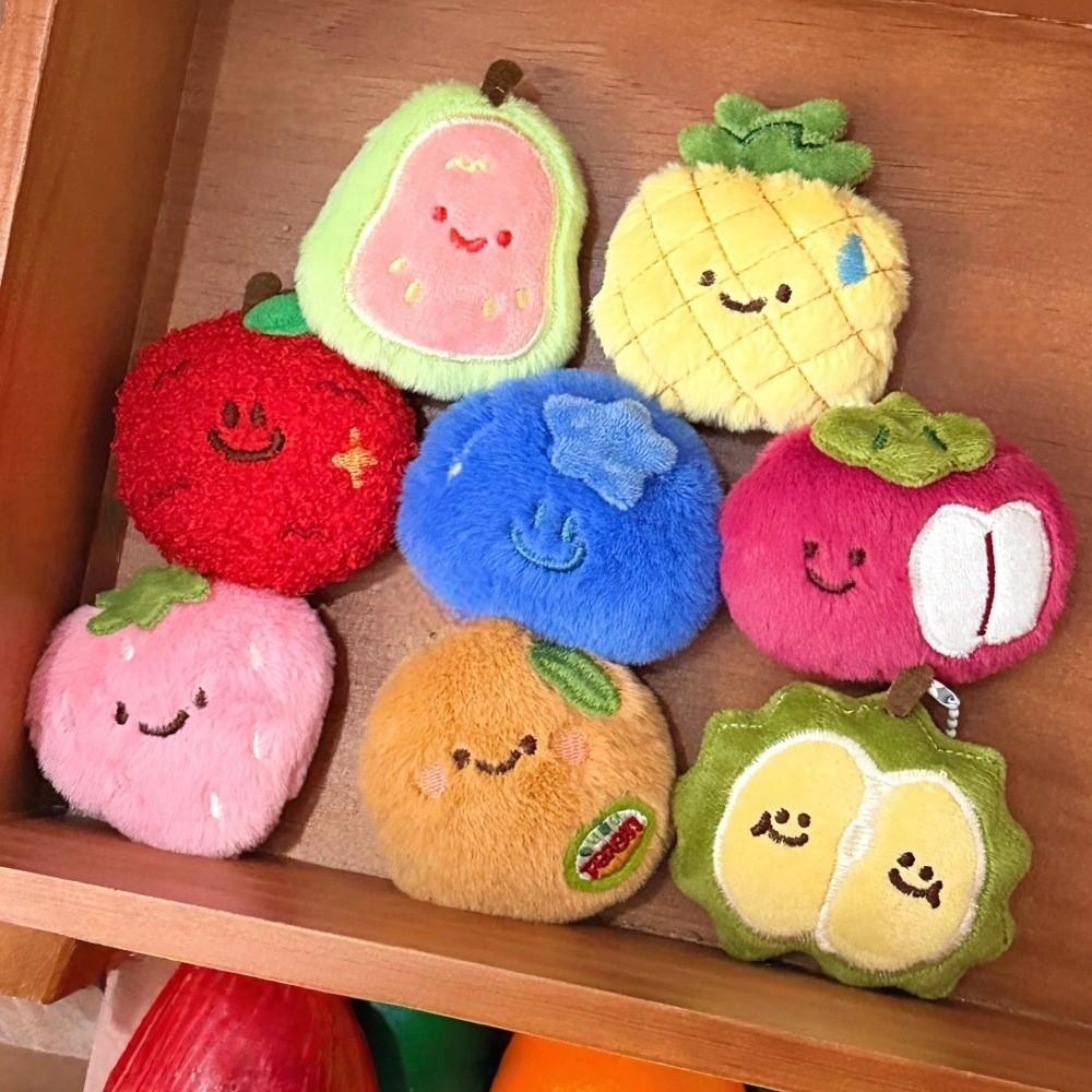 New Cartoon Fruit Plushie Bag Pendant Guava Strawberry Lychee Blueberry Durian Kiwi Cute Key Chain Soft Keychain Kid Gifts