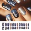 24 Pcs Astral Stick on Nail Colorful Artificial Nail Short Square False Nail Glossy Press On Nail for Woman Girls