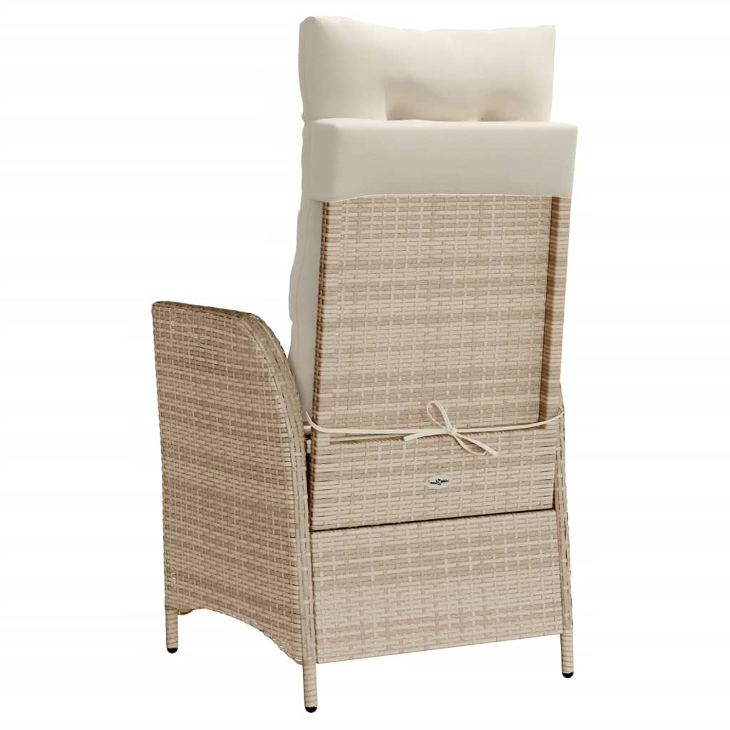 Vidaxl Folding Garden Chairs 2 Pcs, Cushions, Beige Rattan Pe