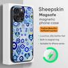 Blue Evil Eye Popular Pattern Phone Case For iPhone 17 16 15 14 13 12 11 Plus Pro Max  High-end Luxury Magsafe Sheepskin