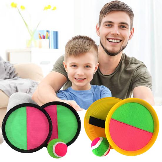 Kids Toss Catch Ball Game with 2 Paddles 1 Ball Indoor Backyard Boys Girls Parent-children Interactive Sticky Ball Throwing