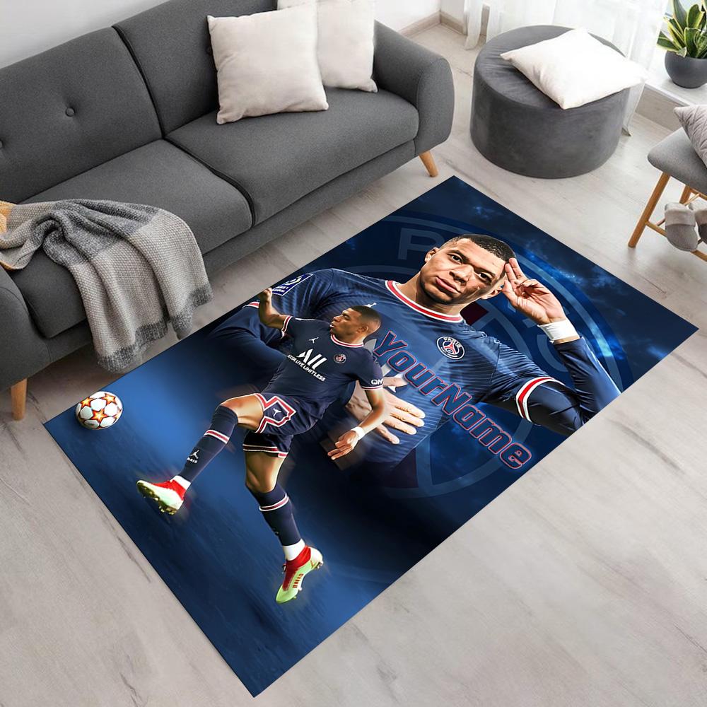 Mbappe Customizable Name Floor Rug Office Rug Perfect for Foyer Bedrooms Kitchen Living Rooms Antislip Carpet Anime Office Decor