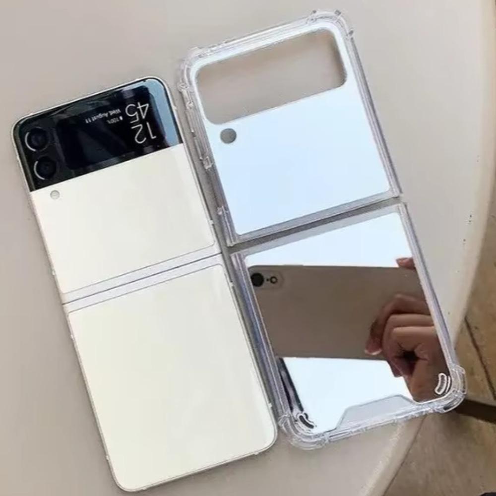Luxury Slim Make Up Mirror Protective Hard Phone Case For Samsung Galaxy Z Flip 3 4 5 6 7 FE Flip7 Flip6 Flip5 Flip4 Flip3 5G