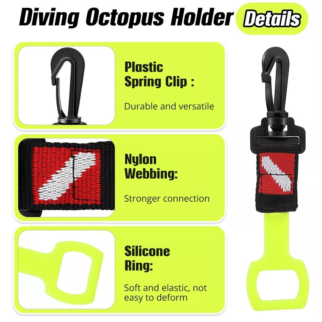 2 szt. Uchwyt na ustnik ośmiornicy do nurkowania Zabezpieczenie ustnika ośmiornicy ze sprężystym klipsem do regulatora 2. stopnia Łatwy w użyciu