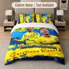 Set Biancheria da Letto Personalizzato Modello Cristiano Ronaldo, Stampa Nome Testo 1 Copripiumino più 2 Federe Tessile per la Casa