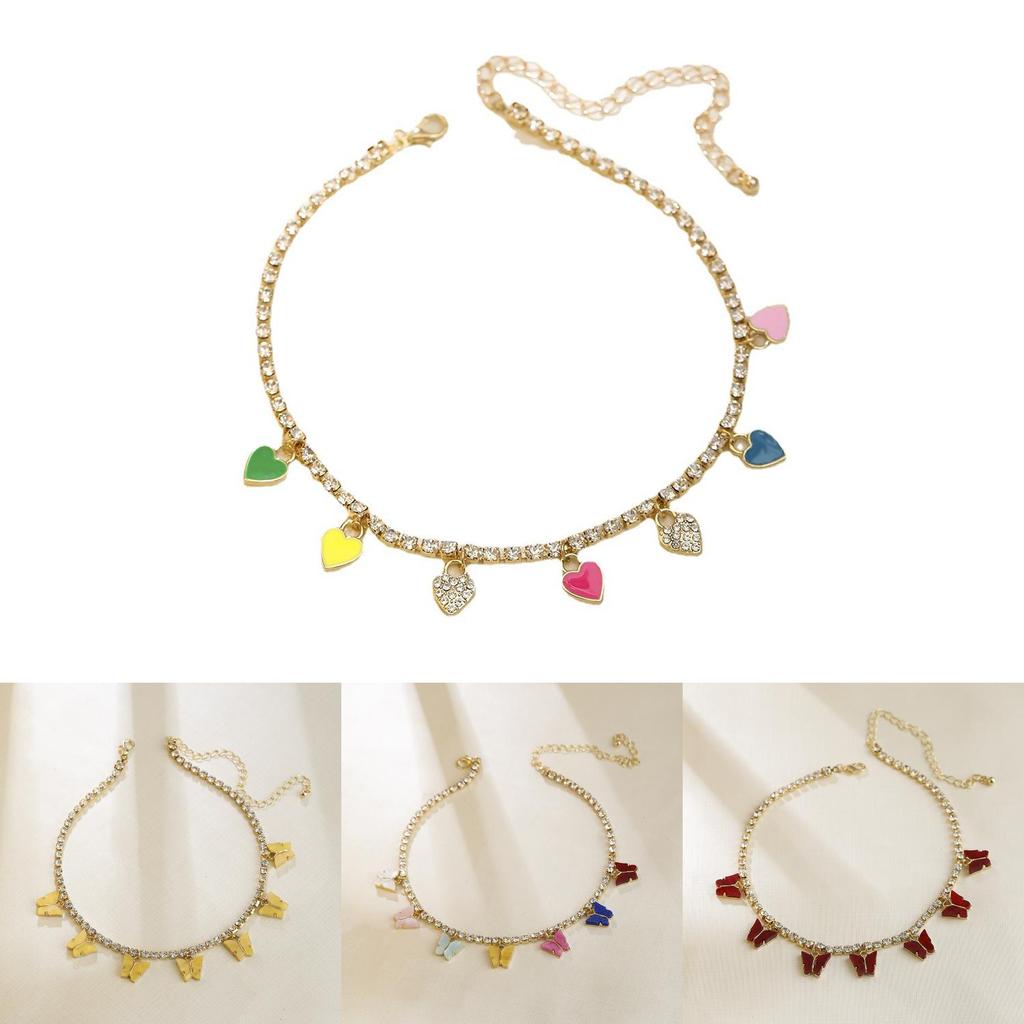 Snygg Flerfärgad Fjärilshänge Halsband Trendig Minimalistisk Choker För Kvinnor