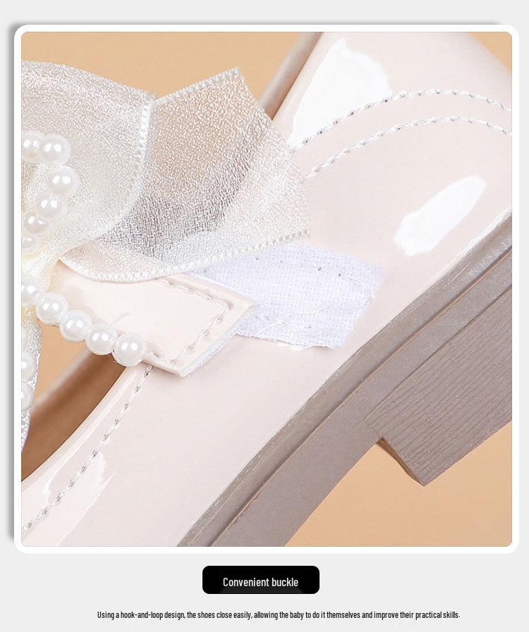 Girls' Pearl Bow Princess Shoes - Spring/Autumn Fashionable Leather, Korean & British Style, Casual & Performance Wear