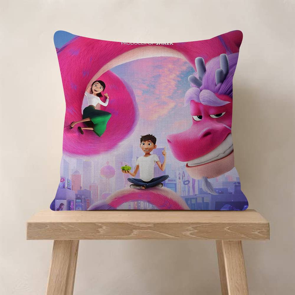 Cartoon Wish Dragon Movie Cushion Cover Pillowcase Upholstery Sofa Throw Pillow Home Decor Pillowcas