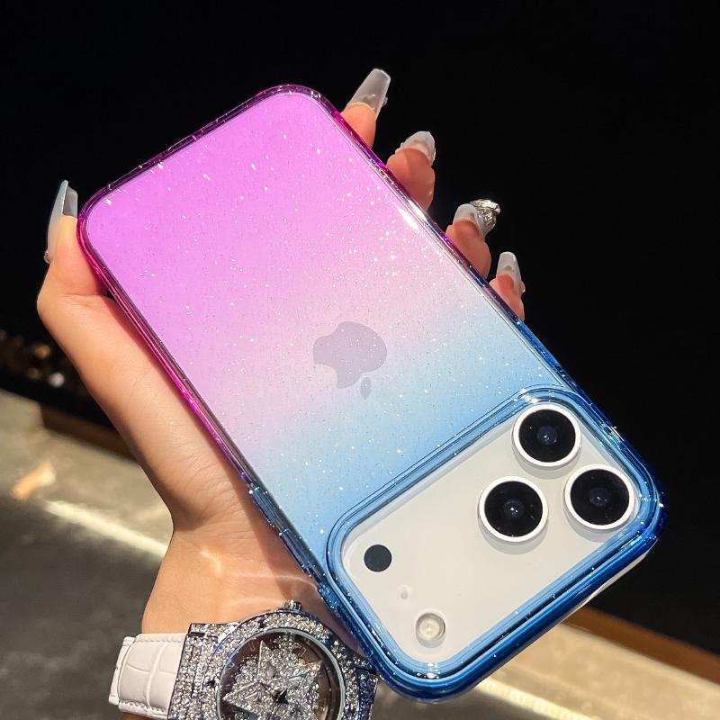 New Luxury Gradient Two Tone Glitter Hard PC Bumper Phone Case For iPhone 17 Pro Max 17 Air Shockproof Back Cover