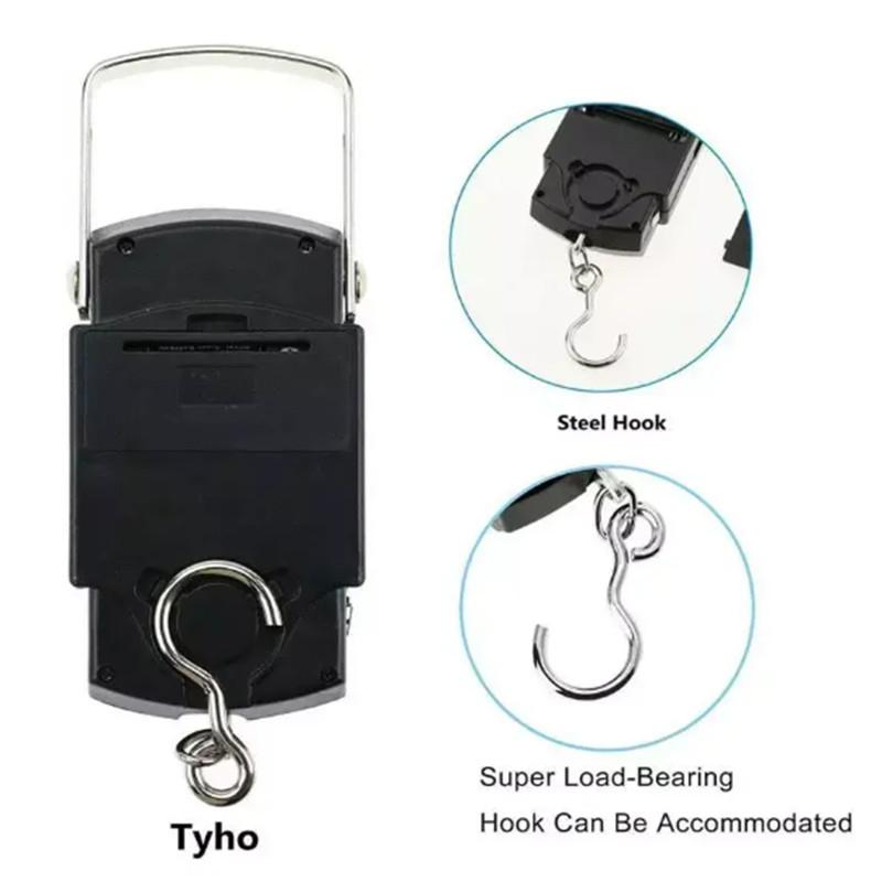 Black 50kg Portable Electronic Portable Luggage Scale LCD Digital Display Screen Express Delivery Scale Hook Mini Scale