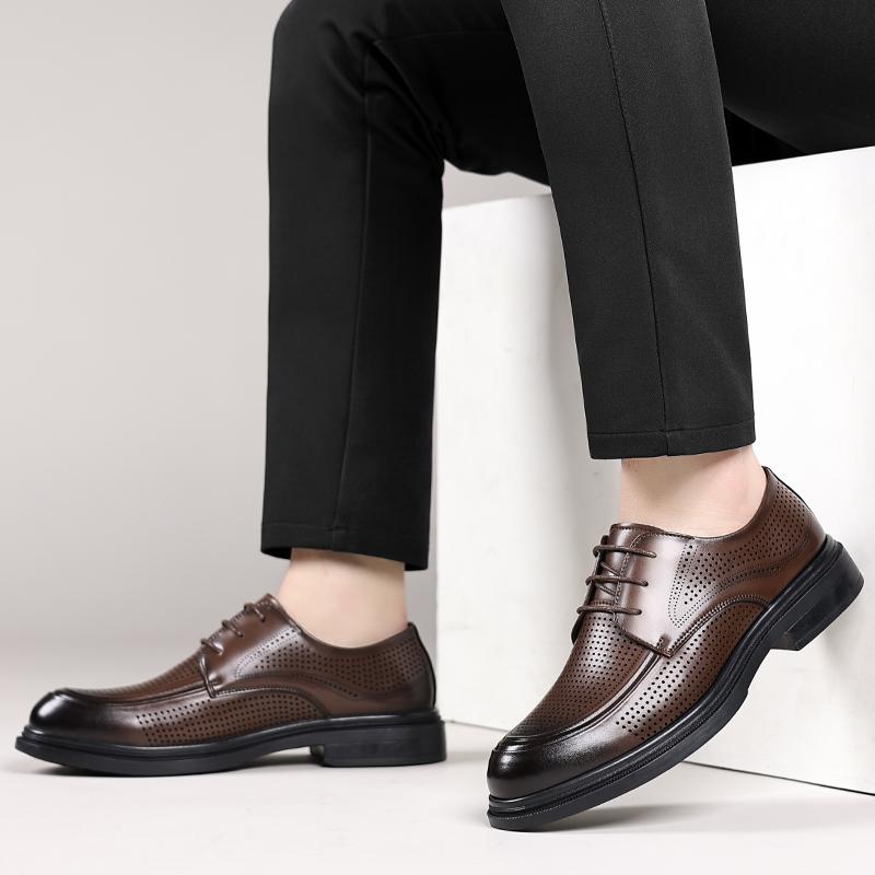 Fashion Summer Men's Leather Shoes Minimalist Gentleman Style Design Office Dress Party Classic Black Brown Shoes Breathable Quality