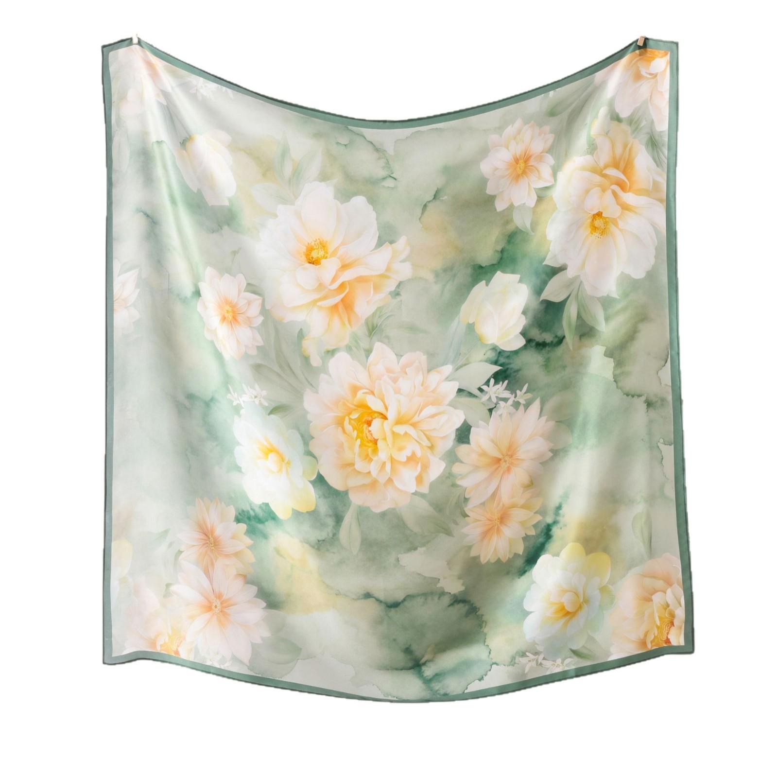 Premium Silk Printed Long Scarf Spring and Summer New Product Mulberry Silk Scarf Outerwear Shawl Silk Scarf Gift Shawl флуоресцентный зеленый