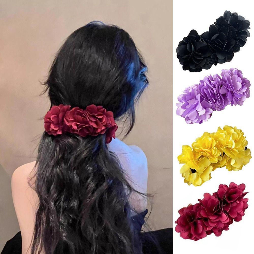 Bohemian Style Shark Clip Elegant Flower Hairgrips Hair Accessories Headwear Summer Vacation