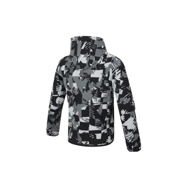 Nike Color-Block Logo Print Knit Zip Hoodie Jacket Kids Outerwear Black DM8071-077