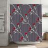 Modern Floral Print Shower Curtain Gray Red Thistle Design for Bathroom Decor Custom Size Available