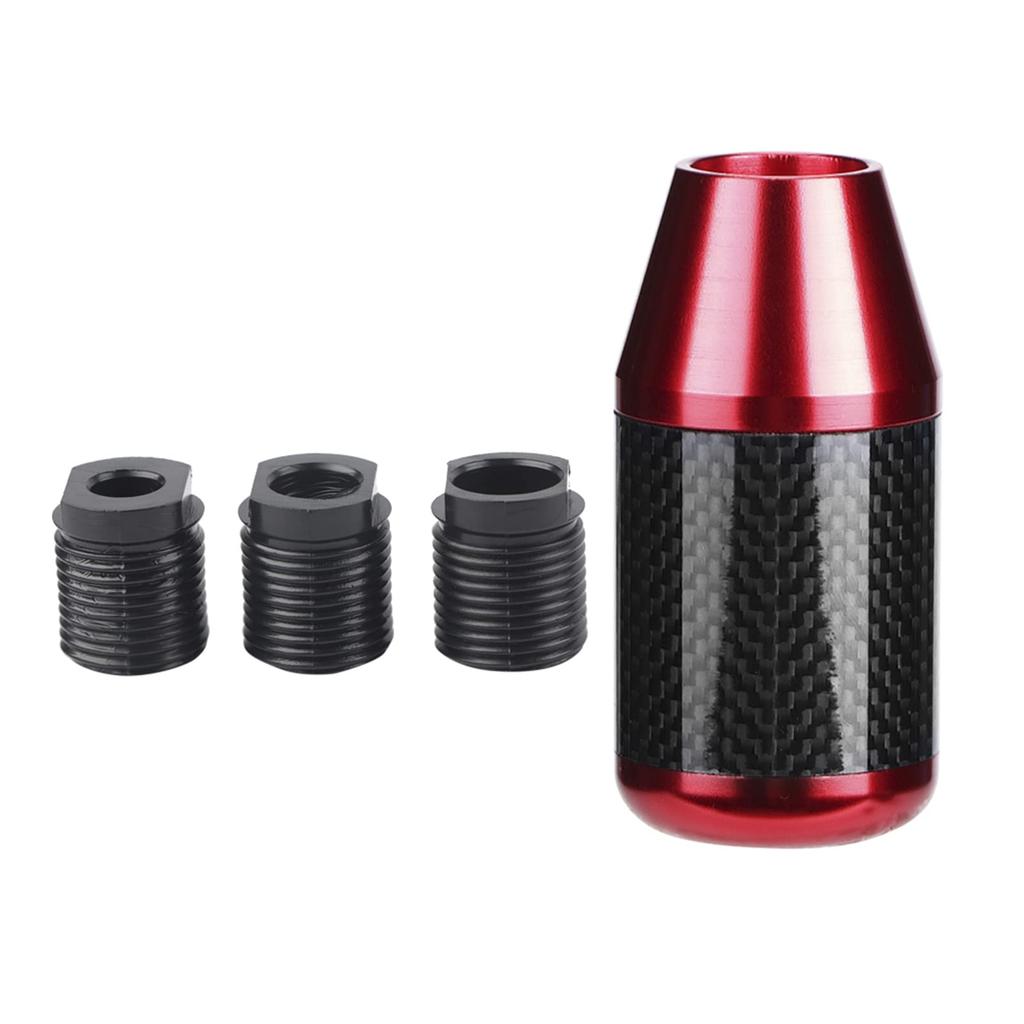 Shift Knob Car Shift Knob Head Shift Knob Universal Carbon Fiber Auto Wave Stick Replacement Accessory Iron Head, (Red)