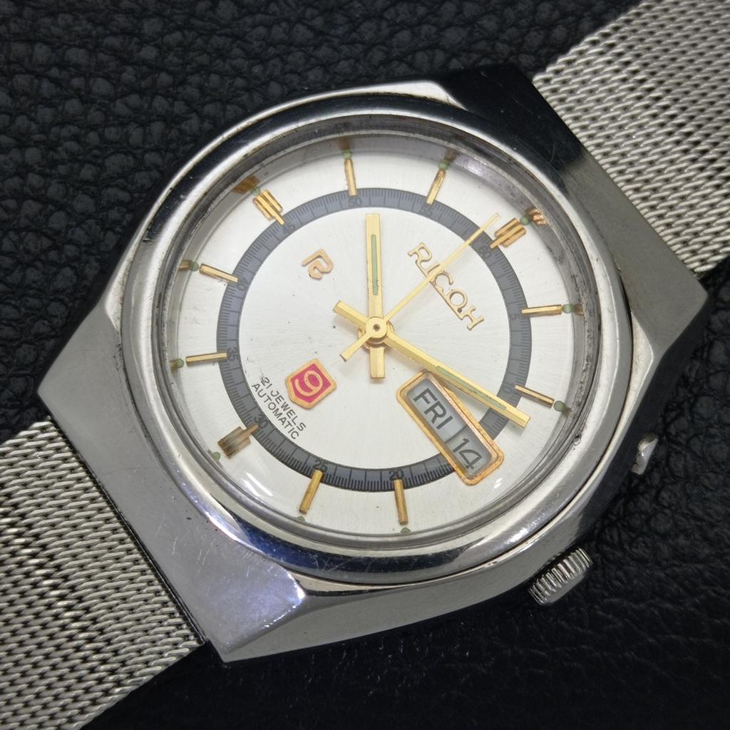 RICOH R31 AUTOMATIC JAPAN MENS VINTAGE SILVER COLOR DIAL WATCH a701921-5 R207-a701921