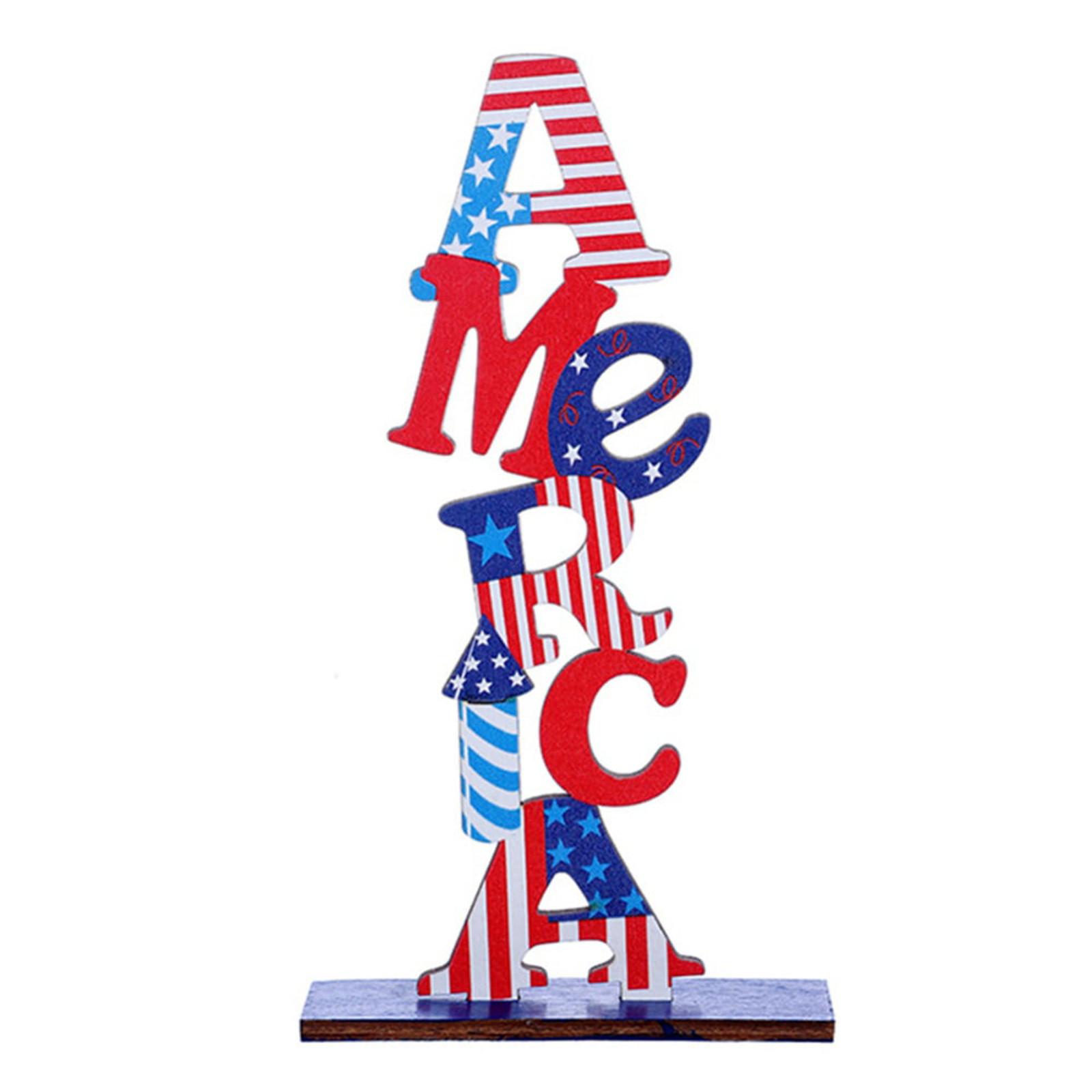 

Home Table Decoration Independence Day Decoration Memorial Patriotic Wooden Lettering Party Home Desk Decoration Yard Sign One Size