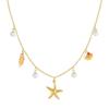 Oceanics Inspired Necklace With Pearls Shell Starfish Pendant Stainless Steel Jewelry for Women