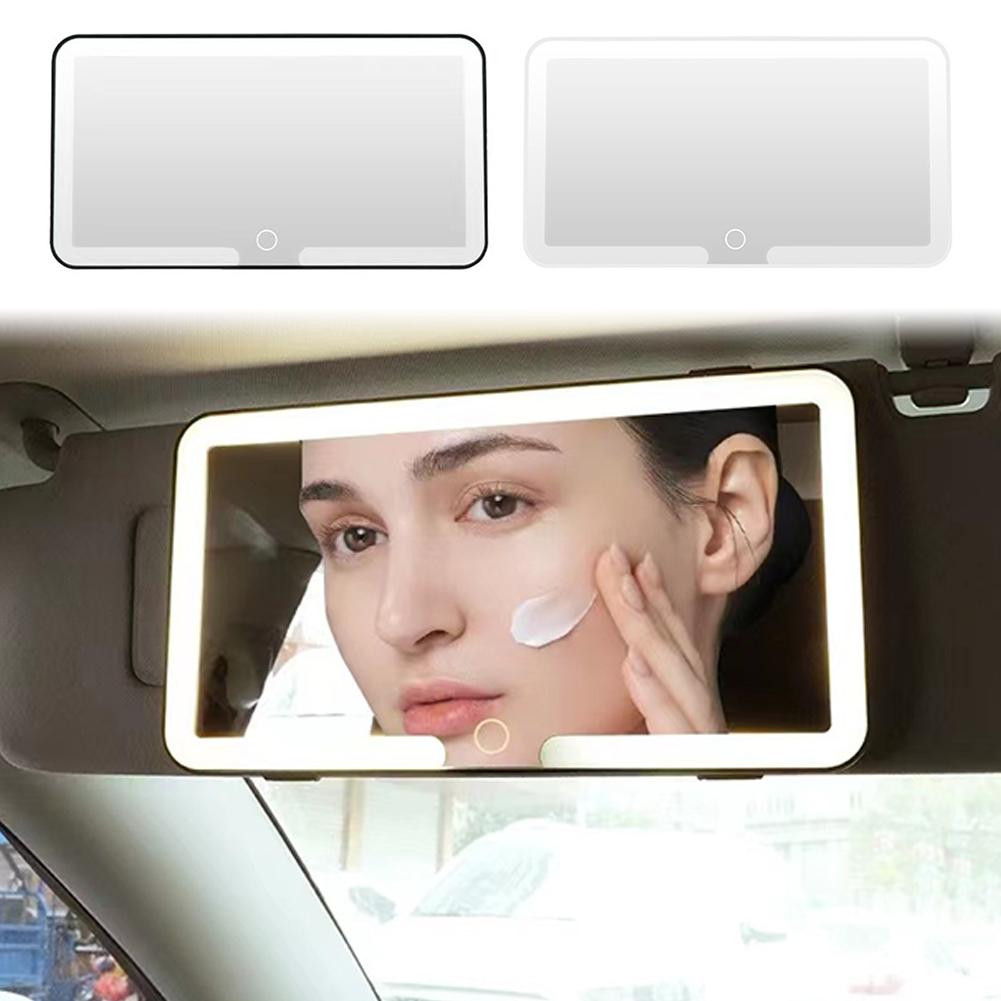 HD Mirror Car LEDMakeup Mirror Three Gear Adjustment Sun Visor Plate Interior RearMirror Dimmable Touchscreen Auto Vanity Mirror