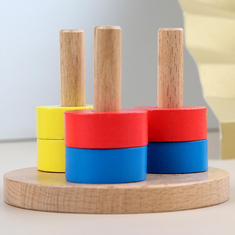 Montessori Colorful Stacking Rings - Interactive 3D Puzzle & Brain Training Wooden Toy for Kids